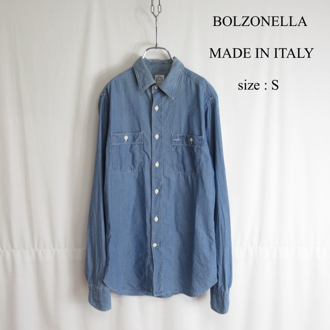 BOLZONELLA レギュラーカラー 長袖 デニムシャツ イタリア製 トップス メンズのトップス(シャツ)の商品写真