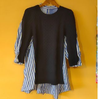 サカイ(sacai)のsacai サイズ１　ストライプ　異素材　サカイ　サカイラック　　ギャルソン(ニット/セーター)