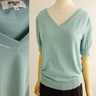 ナチュラルビューティーベーシック(NATURAL BEAUTY BASIC)のNATURAL BEAUTY BASIC 春夏 シンプル カットソー 水色 M(カットソー(半袖/袖なし))