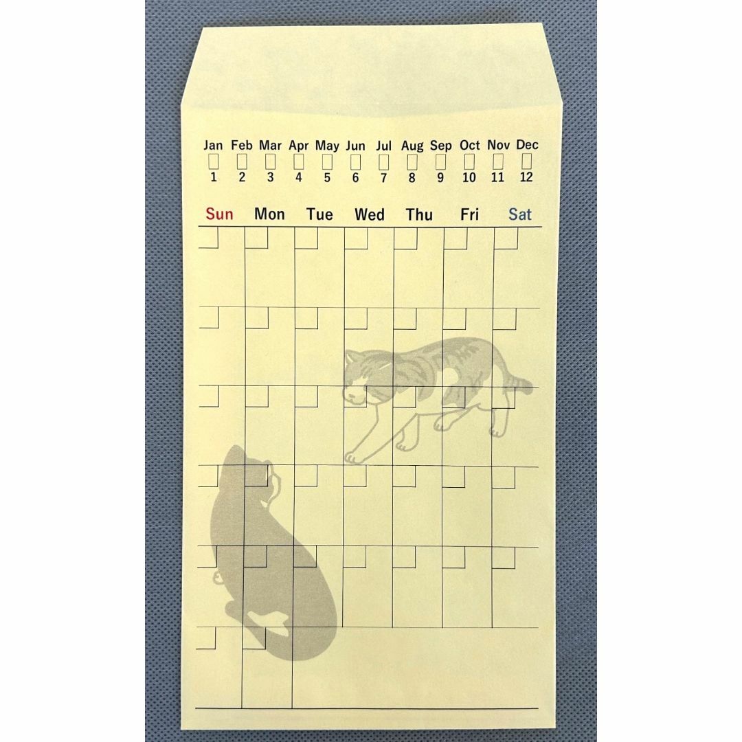 カレンダー封筒　月欄　半年分　6枚セット　家計簿　貯金　角8　背景　かわいい ハンドメイドの文具/ステーショナリー(その他)の商品写真