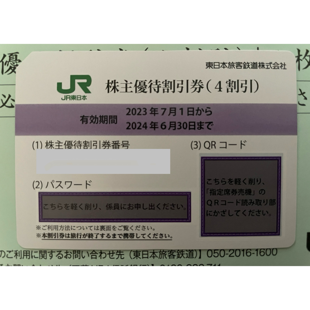 JR(ジェイアール)のJR東日本 株主優待割引券(4割引） チケットの乗車券/交通券(鉄道乗車券)の商品写真