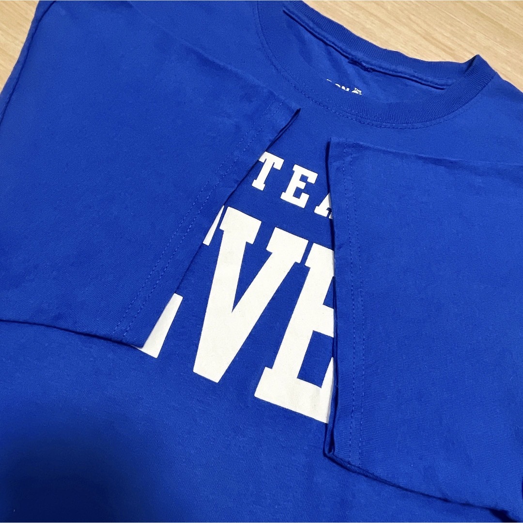 USA古着 Tシャツ L ブルー 青 プリント スクール ロゴ クルーネックの