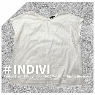 インディヴィ(INDIVI)のINDIVI　半袖カットソー　白　レース　春夏　サイズ42　XL ✓1995(Tシャツ(長袖/七分))