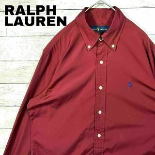 ラルフローレン(Ralph Lauren)の50V ラルフローレン BD長袖シャツ ポニー刺繍 無地ボルドー メンズ古着(シャツ)