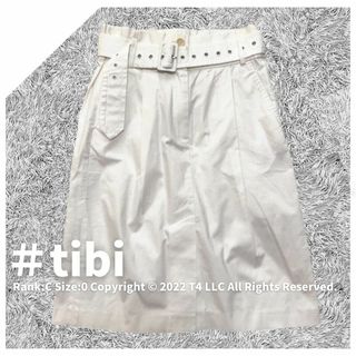 スミッティビルト(スミッティビルト)のtibi 　膝丈スカート　白　コットン　サイズ0　春夏 ✓1949(ひざ丈スカート)