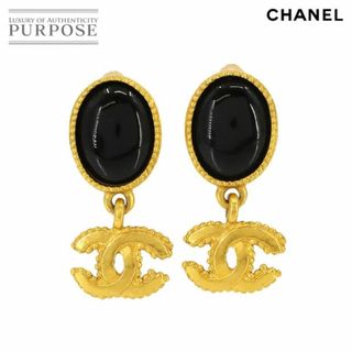 シャネル(CHANEL)のシャネル CHANEL ココマーク カラーストーン スイング イヤリング ブラック ゴールド 96A ヴィンテージ アクセサリー VLP 90228100(イヤリング)