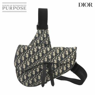 クリスチャンディオール(Christian Dior)のディオール オム DIOR HOMME オブリーク サドル バッグ クロスボディ キャンバス レザー ネイビー VLP 90228575(ボディーバッグ)