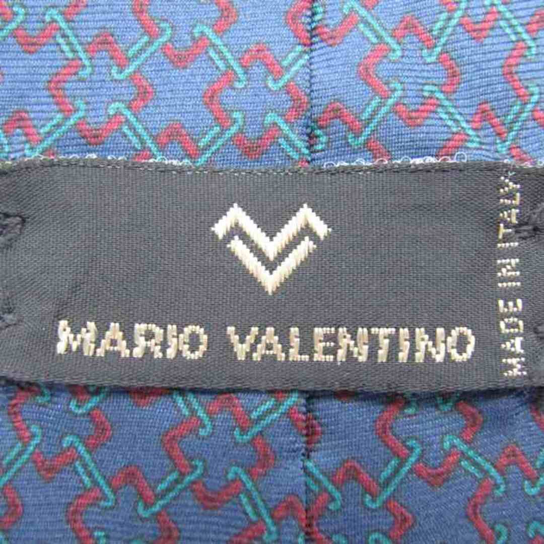 MARIO VALENTINO(マリオバレンチノ)のマリオヴァレンティノ ブランド ネクタイ ロゴ 格子柄 パネル柄 シルク イタリア製 メンズ ネイビー MARIO VALENTINO メンズのファッション小物(ネクタイ)の商品写真