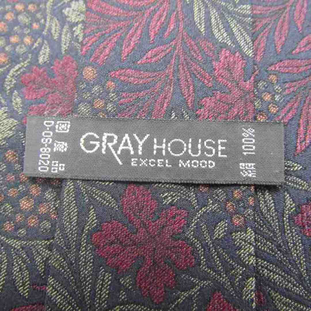 グレイハウス ブランド ネクタイ 総柄 花柄 リーフ柄 シルク 日本製 メンズ ブラック TIE メンズのファッション小物(ネクタイ)の商品写真