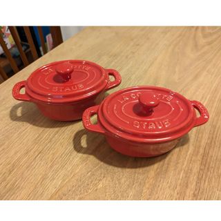 ストウブ(STAUB)のstaub ストウブ 「 セラミック オーバル ミニココット ペア チェリー(食器)