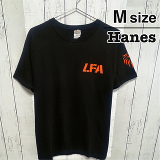 ヘインズ(Hanes)のHanes　Tシャツ　M　ブラック　オレンジ　プリント　ロゴ　LFA　USA古着(Tシャツ/カットソー(半袖/袖なし))
