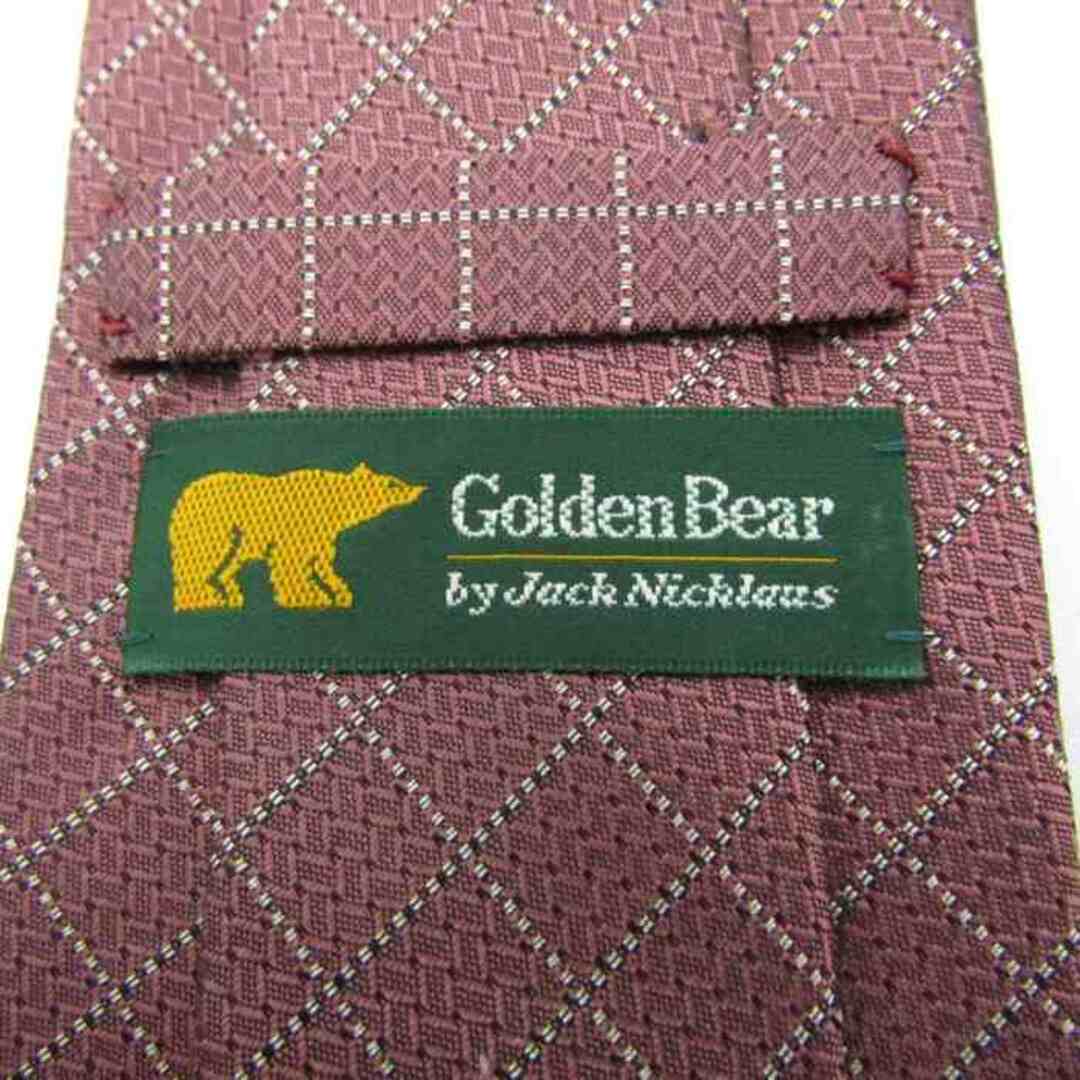 Golden Bear(ゴールデンベア)のゴールデンベア ブランド ネクタイ ロゴ チェック柄 格子柄 シルク 日本製 メンズ ブラウン Golden Bear メンズのファッション小物(ネクタイ)の商品写真