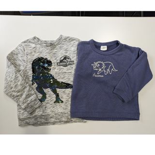 エイチアンドエム(H&M)のジェラシックワールド  スパンコール トレーナー 恐竜 2枚 110(Tシャツ/カットソー)