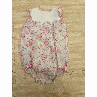 プチバトー(PETIT BATEAU)のPETIT BATEAU プチバトー 花柄ロンパース 3m 60cm(ロンパース)