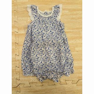 プチバトー(PETIT BATEAU)のPETIT BATEAU プチバトー 花柄ロンパース  3m 60cm(ロンパース)