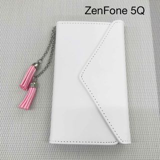 ZenFone 5Q ケース 手帳型 ホワイト　L405F(モバイルケース/カバー)