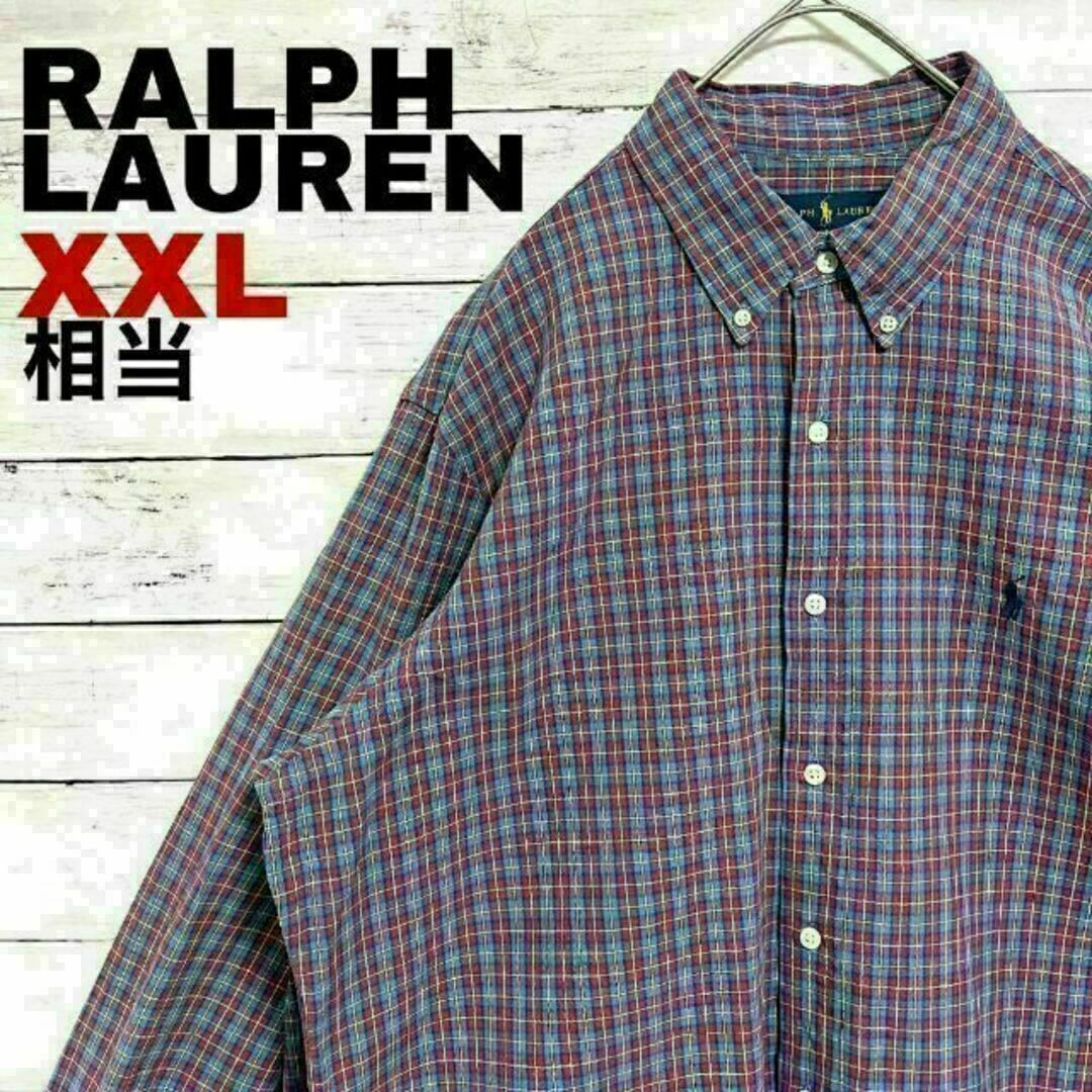 Ralph Lauren(ラルフローレン)の98d US古着 ラルフローレン BD長袖シャツ 刺繍ロゴ チェック メンズのトップス(シャツ)の商品写真