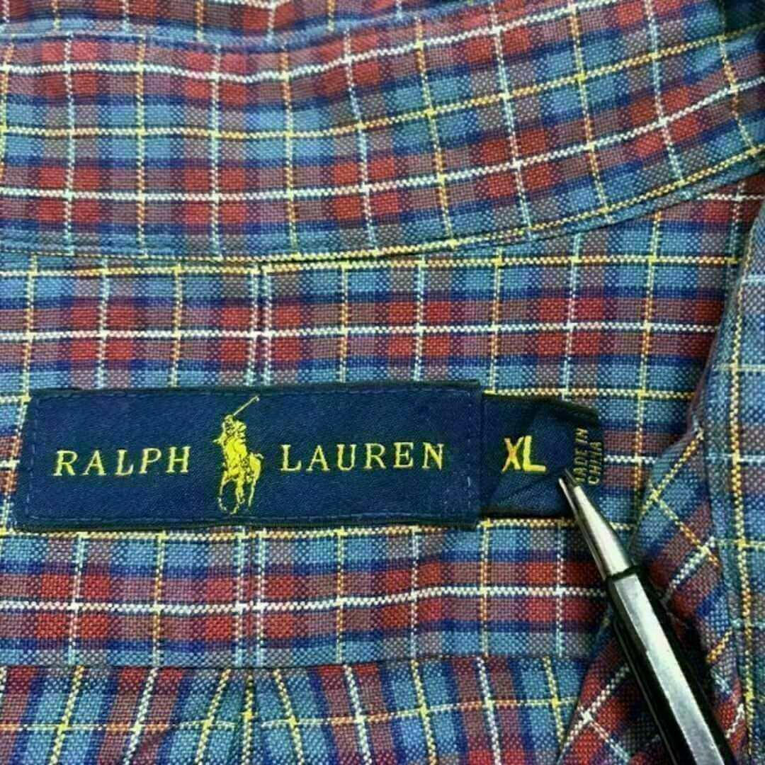 Ralph Lauren(ラルフローレン)の98d US古着 ラルフローレン BD長袖シャツ 刺繍ロゴ チェック メンズのトップス(シャツ)の商品写真