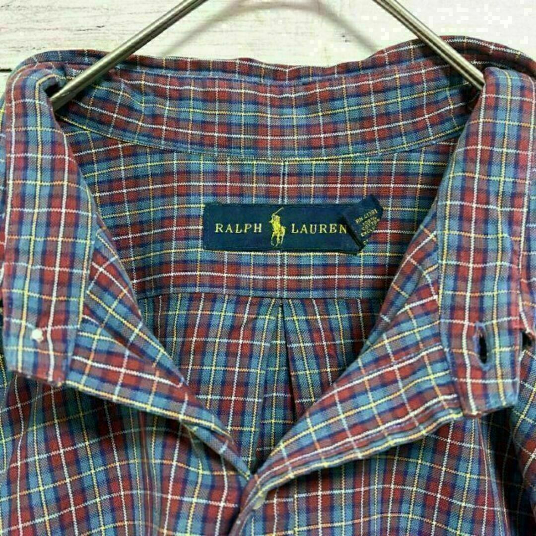 Ralph Lauren(ラルフローレン)の98d US古着 ラルフローレン BD長袖シャツ 刺繍ロゴ チェック メンズのトップス(シャツ)の商品写真