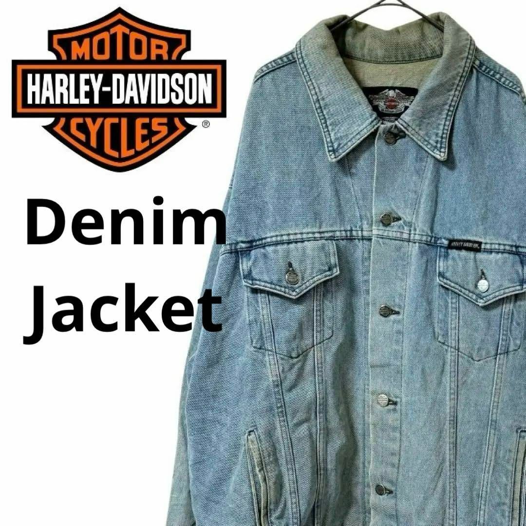 Harley Davidson(ハーレーダビッドソン)のハーレーダビットソン Gジャン ジャケット 革 刺繍　ユニセックス3L メンズのジャケット/アウター(Gジャン/デニムジャケット)の商品写真