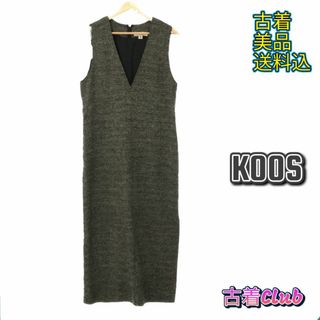 コース(KOOS)のコース ロングワンピース シンプル Vネック おしゃれ 袖なし レディース グレ(ロングワンピース/マキシワンピース)