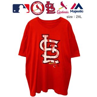 マジェスティック(Majestic)のMLB　セントルイス・カージナルス　Ｔシャツ　2XL　赤　USA古着(Tシャツ/カットソー(半袖/袖なし))