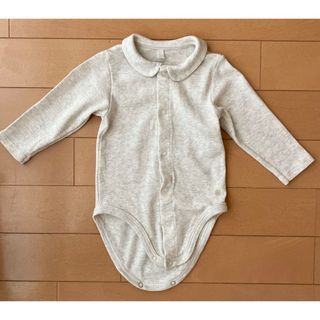 プチバトー(PETIT BATEAU)の★PETIT BATEAU★プチバトー衿付き長袖ボディスーツ♪グレージュ67cm(ロンパース)