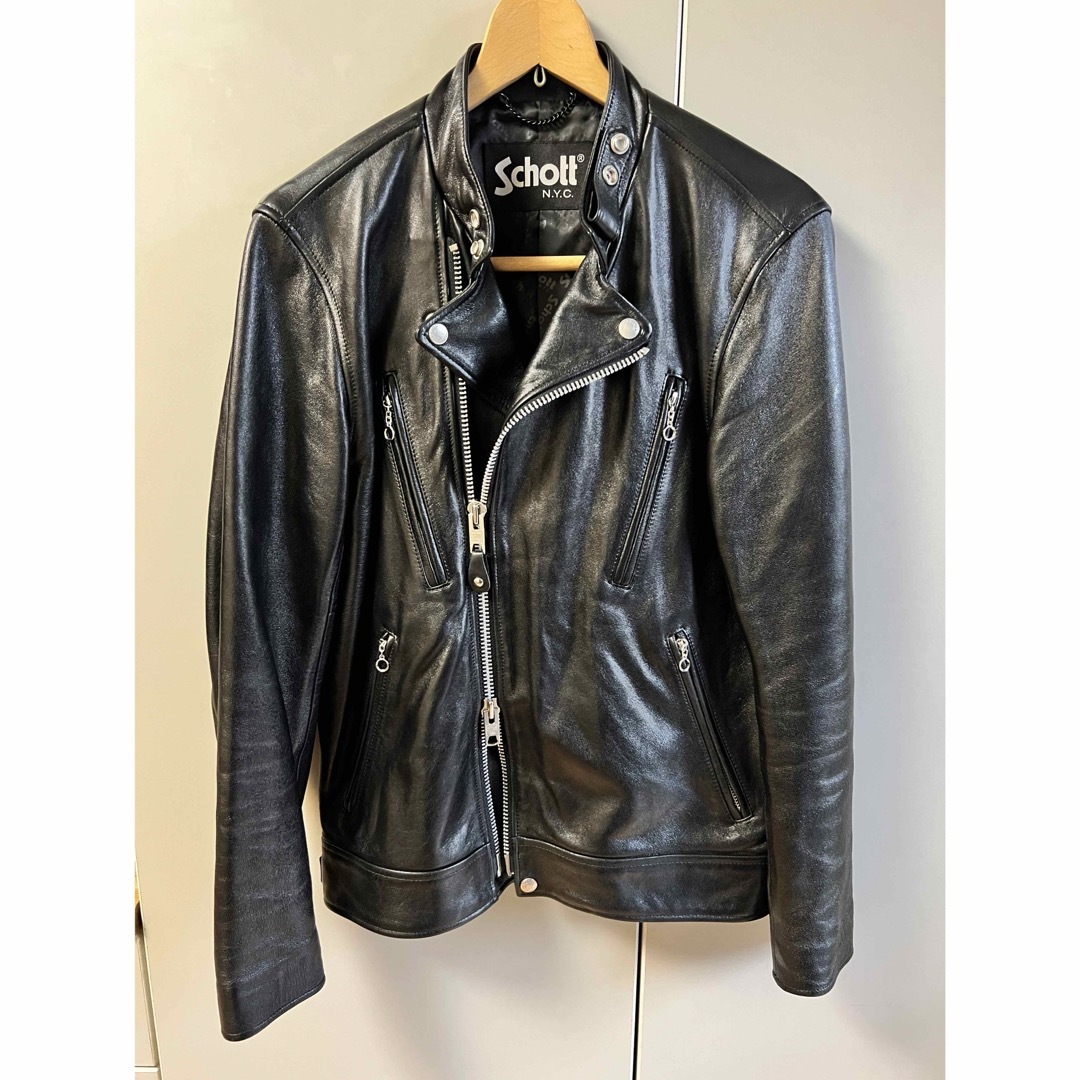 schott(ショット)のSCHOTT-DOUBLE BREAST RIDERS JACKET セミダブル メンズのジャケット/アウター(ライダースジャケット)の商品写真