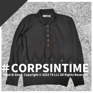 CORPSINTIME　ニットソー　黒　Lサイズ　ヴィンテージ　日本製✓1849(ニット/セーター)