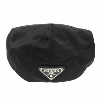 プラダ(PRADA)の美品 プラダ PRADA トライアングル ロゴ ナイロン ハンチング キャップ(ハンチング/ベレー帽)