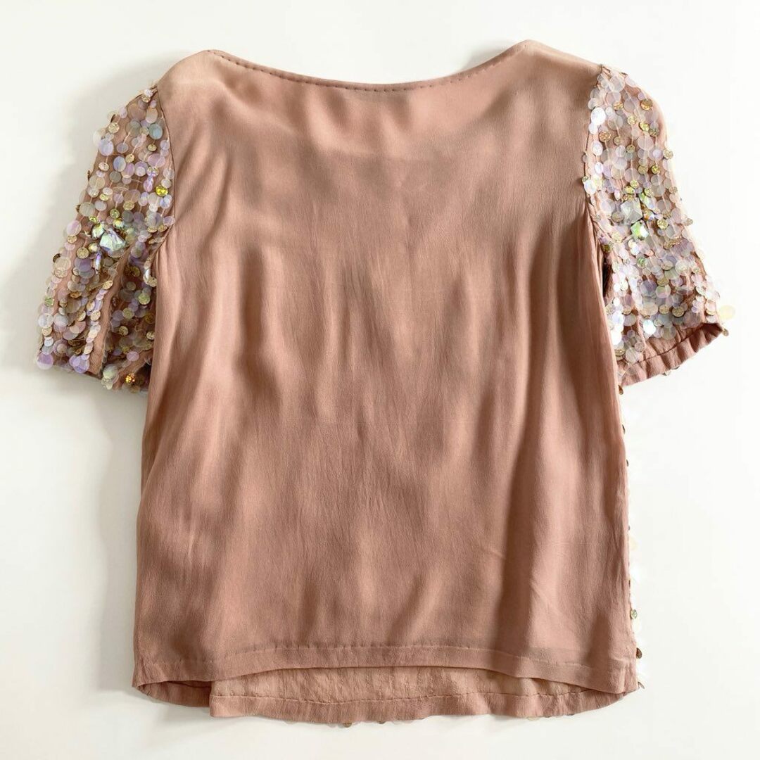 Blumarine(ブルマリン)の49d5 Blumarine ブルマリン スパンコール ビジュートップ ブラウス ピンク BLOUSE 半袖 BLUFIN レディースのトップス(シャツ/ブラウス(半袖/袖なし))の商品写真