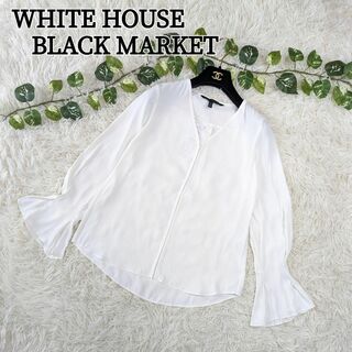 新品◆ホワイトハウスブラックマーケット ブラウス Vネックドレープ ホワイト(シャツ/ブラウス(長袖/七分))