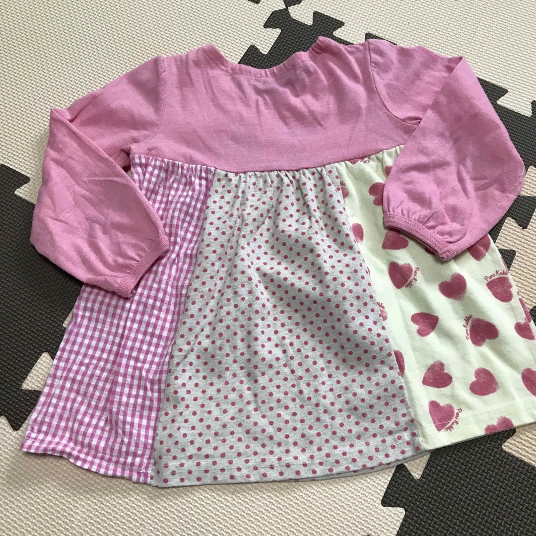 保育園　半袖　ボーダー　90 長袖　95 女の子　2枚まとめ売り キッズ/ベビー/マタニティのキッズ服女の子用(90cm~)(Tシャツ/カットソー)の商品写真