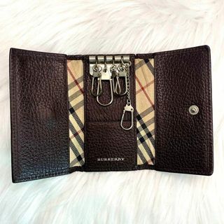 バーバリー(BURBERRY)のBURBERRY バーバリー ノバチェック三つ折りレザーキーケース シボ革5連(キーケース)