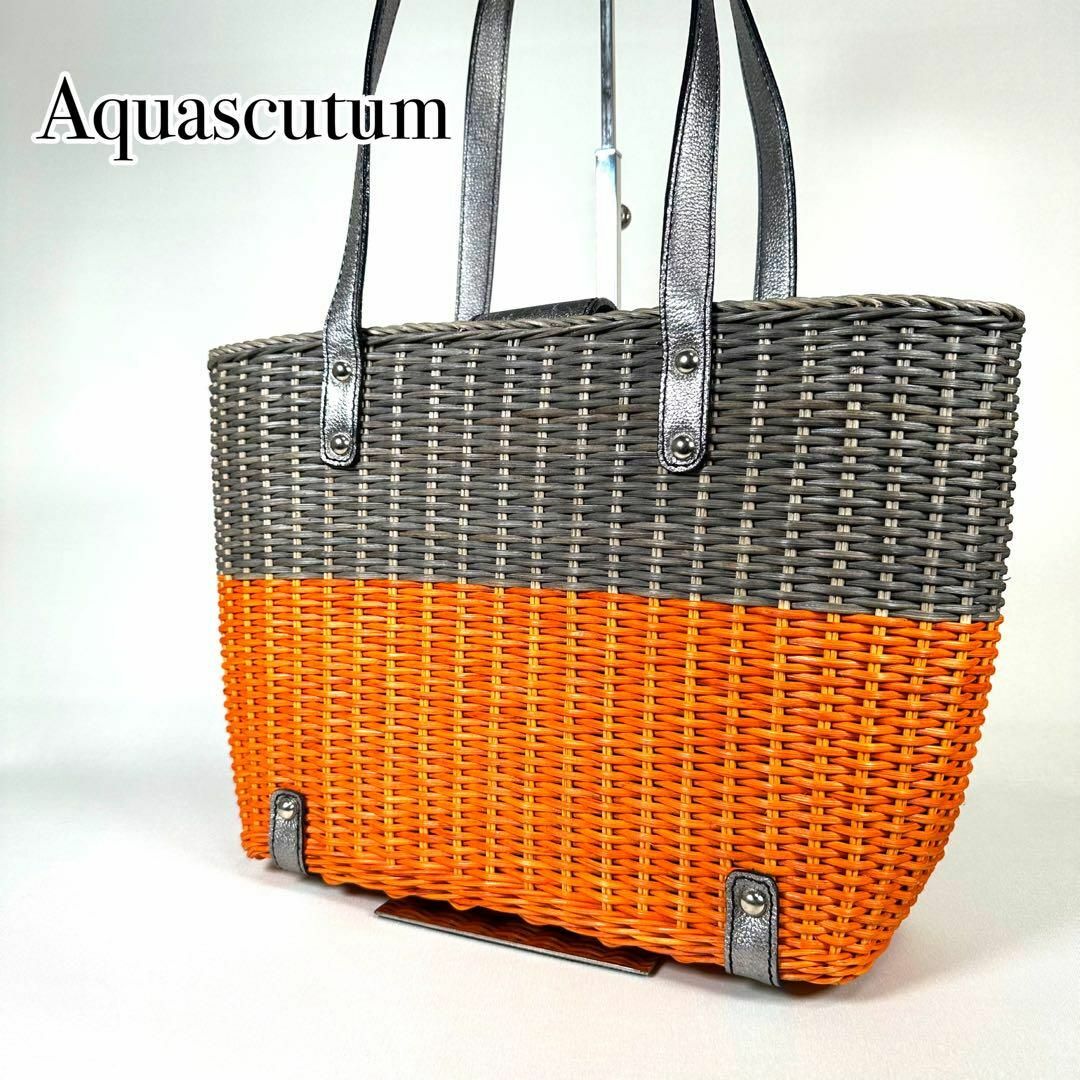 AQUA SCUTUM(アクアスキュータム)のAquascutum カゴバッグ トートバッグ ハンドバッグ ストローバッグ レディースのバッグ(トートバッグ)の商品写真