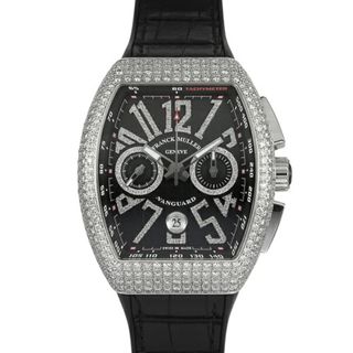 フランクミュラー(FRANCK MULLER)のフランク・ミュラー FRANCK MULLER ヴァンガード V45CCDTDNBRCDACNR シルバー/ブラック文字盤 中古 腕時計 メンズ(腕時計(アナログ))