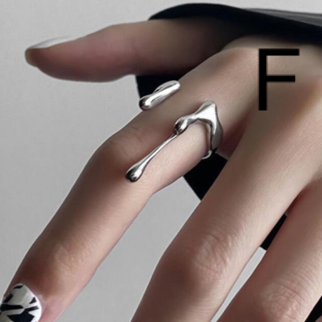 病み可愛い　とろーり　滴る　オープン　リング　指輪　シルバー　フリーサイズ レディースのアクセサリー(リング(指輪))の商品写真