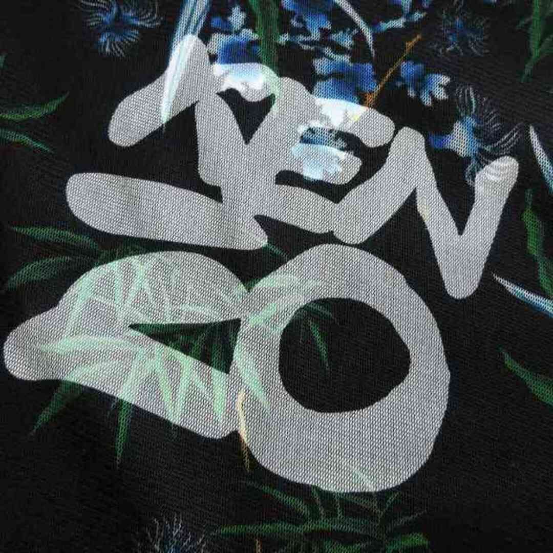 KENZO(ケンゾー)のケンゾー チュール レイヤード Tシャツ ワンピース ひざ丈 ロゴ 花柄 黒 S レディースのワンピース(ひざ丈ワンピース)の商品写真