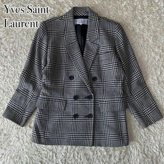 Yves Saint Laurent - イヴサンローラン 千鳥格子 ツイード ダブルボタン テーラードジャケット M