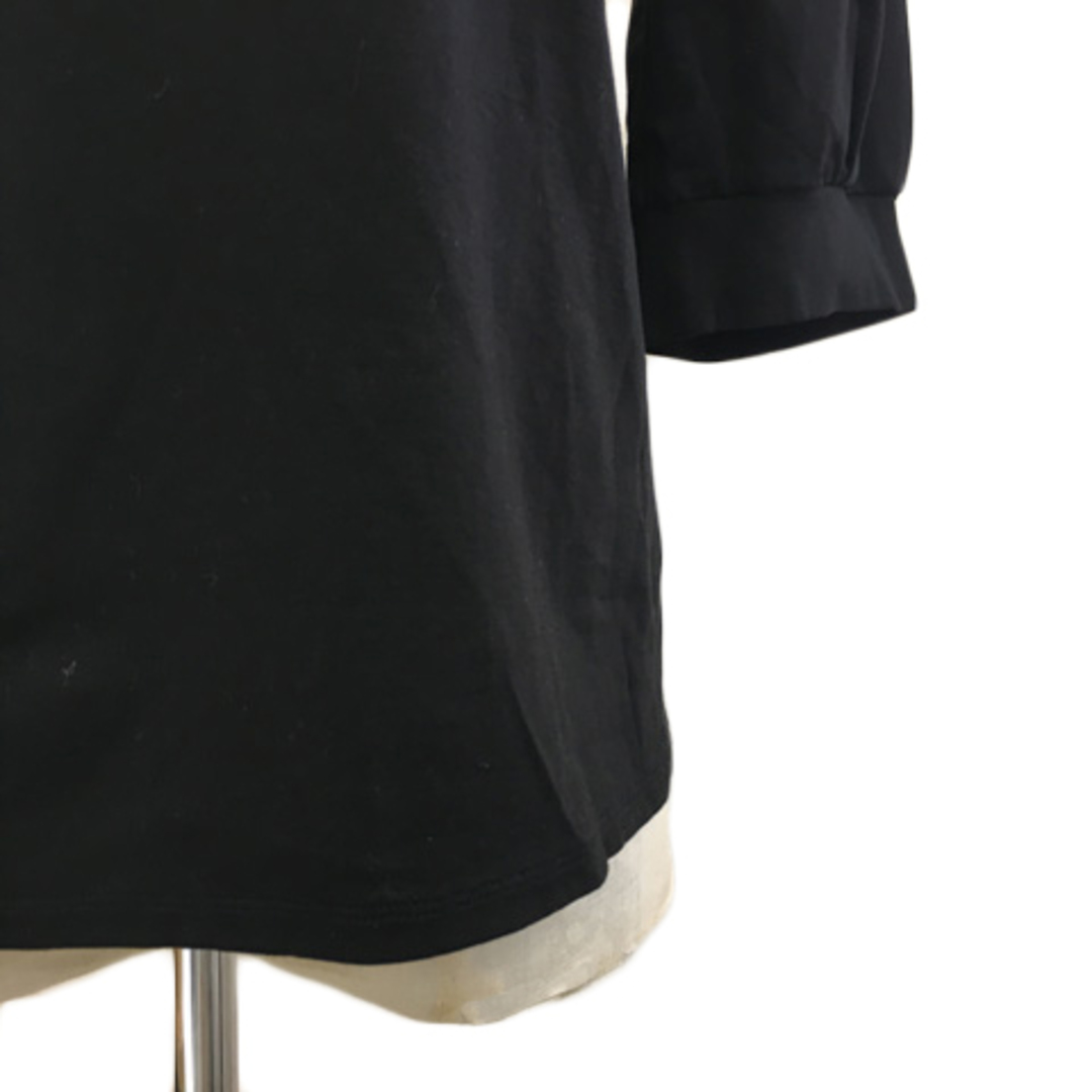 INDIVI(インディヴィ)のインディヴィ カットソー プルオーバー クルーネック 無地 五分袖 38 黒 レディースのトップス(その他)の商品写真