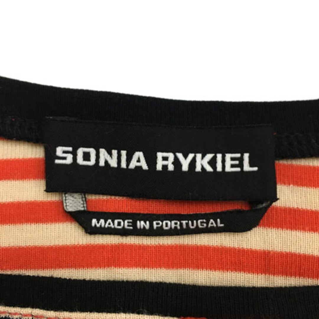 SONIA RYKIEL(ソニアリキエル)のソニアリキエル カットソー ボートネック ボーダー 長袖 S 赤 ベージュ レディースのトップス(カットソー(長袖/七分))の商品写真