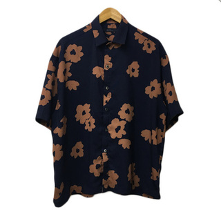 レイジブルー(RAGEBLUE)のレイジブルー シャツ カジュアル 花柄 オーバーサイズ 七分袖 M 紺 茶(シャツ)