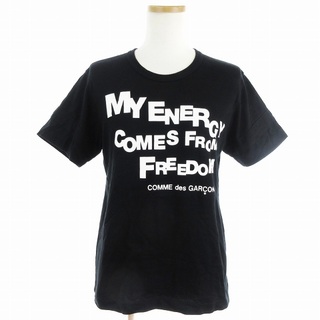 コムデギャルソン(COMME des GARCONS)のコムデギャルソン AD2018 Tシャツ カットソー 半袖 プリント 黒 M(Tシャツ(半袖/袖なし))