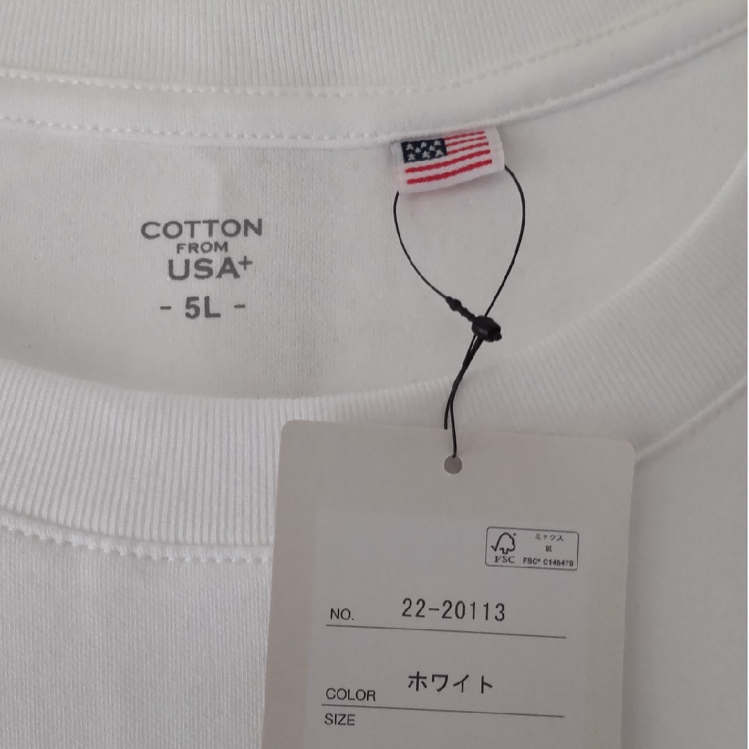 しまむら(シマムラ)のしまむら COTTON FROM USA メンズ 長袖Tシャツ 5L ホワイト メンズのトップス(Tシャツ/カットソー(七分/長袖))の商品写真