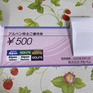 【送料込】アルペン 株主優待 500円券 1枚(ショッピング)