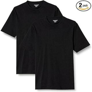 新品■Amazon Essentials Tシャツ 2枚組 クルーネック レギュラーフィット 半袖 メンズ ブラック XS (日本サイズS相当) リプロス 服 衣類 ファッション おしゃれ(シャツ)