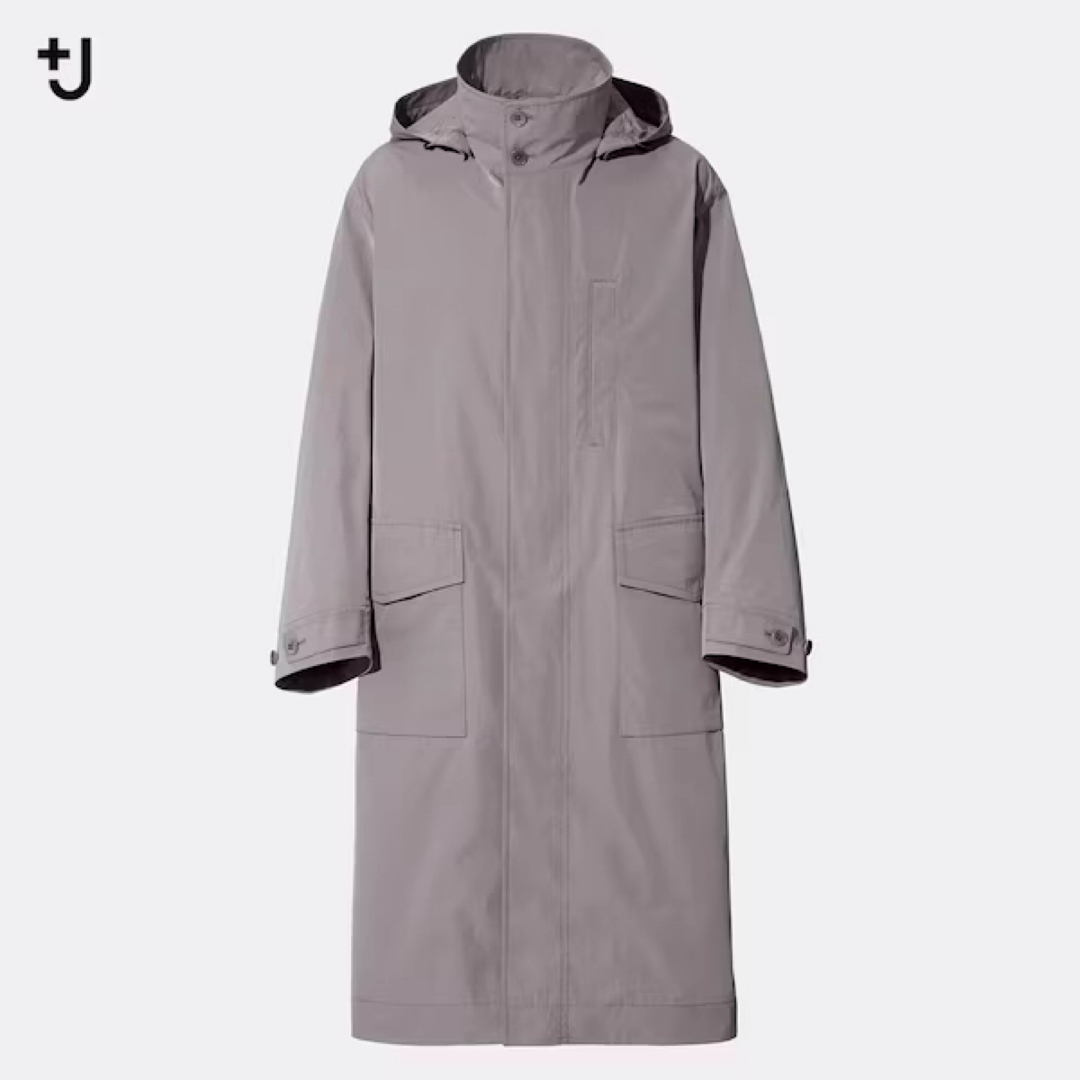 UNIQLO(ユニクロ)の【新品未使用タグ付】ユニクロ＋j　オーバーサイズフーデッドロングコート　S メンズのジャケット/アウター(ステンカラーコート)の商品写真