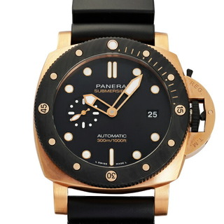 パネライ(PANERAI)のパネライ PANERAI サブマーシブル クアランタクアトロ ゴールドテック オロカーボ PAM01070 ブラック文字盤 中古 腕時計 メンズ(腕時計(アナログ))