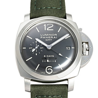パネライ(PANERAI)のパネライ PANERAI ルミノール1950 8デイズ GMT PAM00233 シルバー/ブラック文字盤 中古 腕時計 メンズ(腕時計(アナログ))