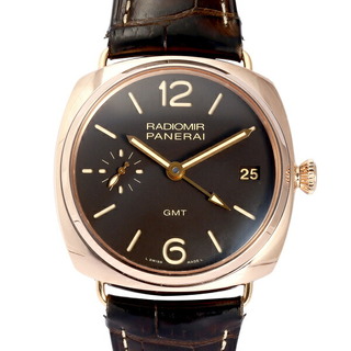 パネライ(PANERAI)のパネライ PANERAI ラジオミール 3デイズ GMT オロロッソ 47mm PAM00421 ブラック文字盤 中古 腕時計 メンズ(腕時計(アナログ))